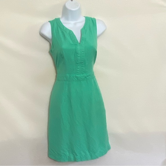 Banana Republic Dresses & Skirts - T-71 Banana Republic Green Linen Blend Sleeveless Lined MIDI Dress Size 4
